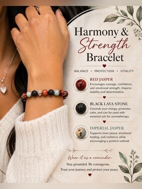 Lava & Agate Healing Bracelet set– Strength, Balance & Energy